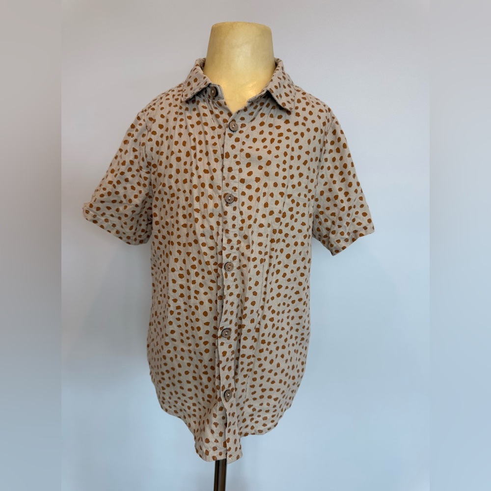Rylee + Cru Tan Polka Dot Shirt